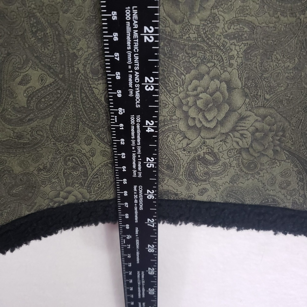 Coldwater Creek Jacket 1X Olive Green Black Paisley Knit Sleeve‎ Toggle Closure - Picture 10 of 10